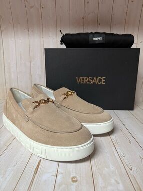 Versace Medusa ‘95 Slip-On Suede Sneaker Light Sand Sz 45 / 12